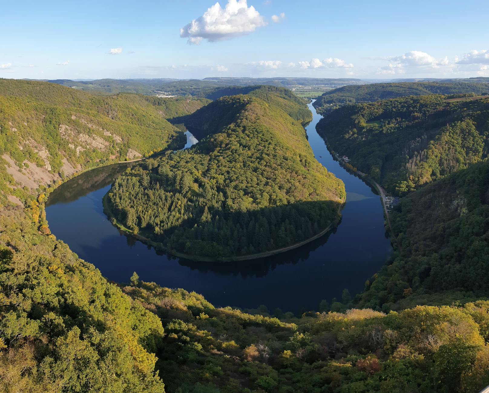 the view of the saarschleife from the observation tower